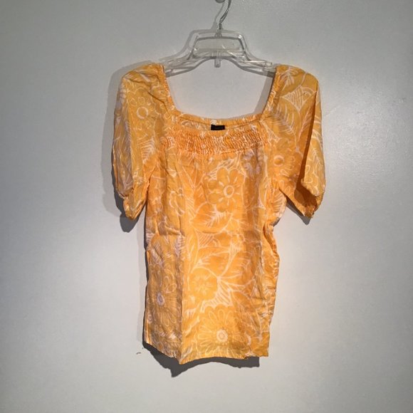 Talbots Square Neck Linen Top in Leafy Tropical Print Size M - Picture 7 of 14